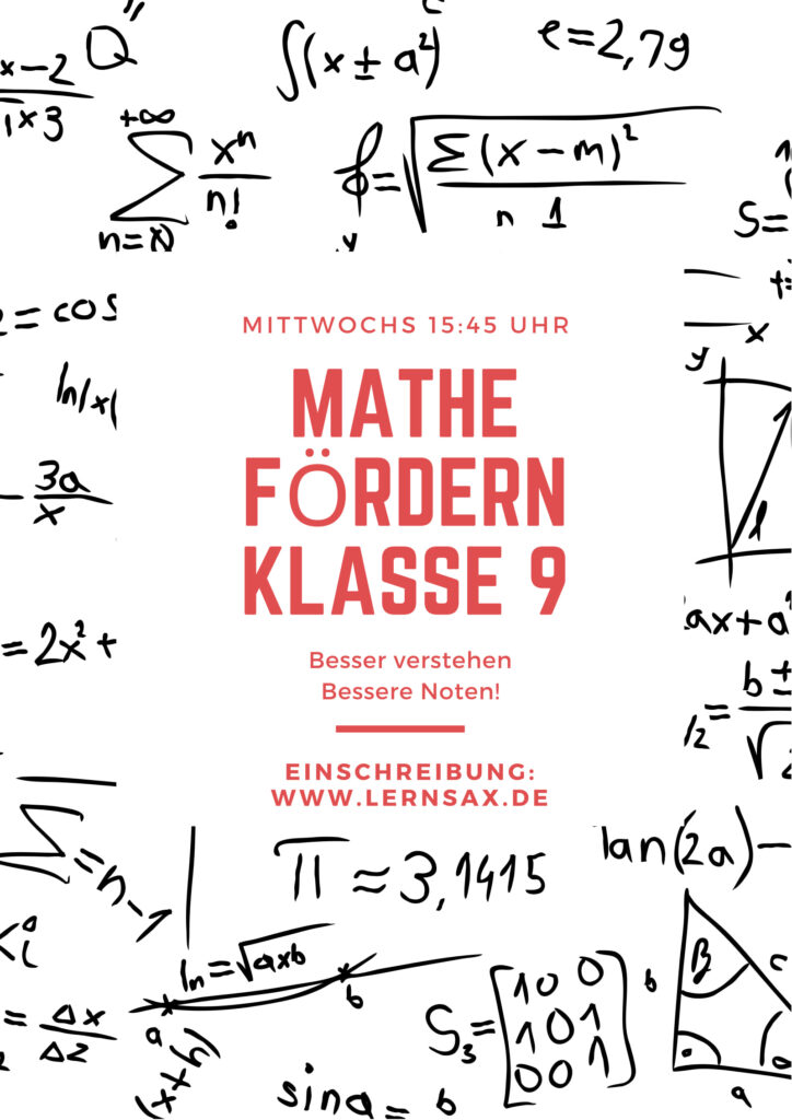Mathe fördern – Klasse 9. Mittwoch, 15:45 Uhr.